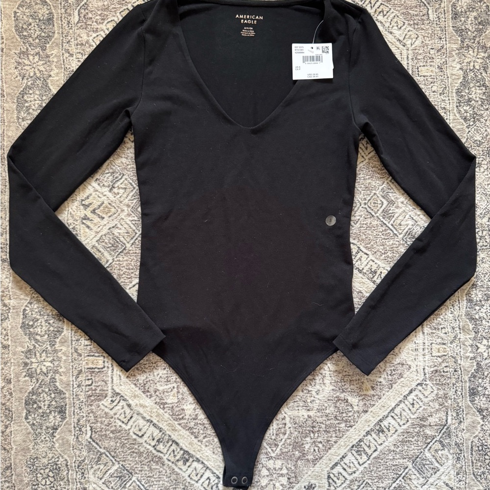 American Eagle Black Long Sleeve Bodysuit